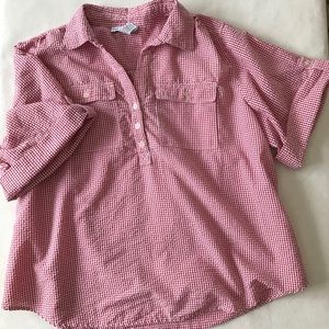 Vintage Red Seersucker Blouse